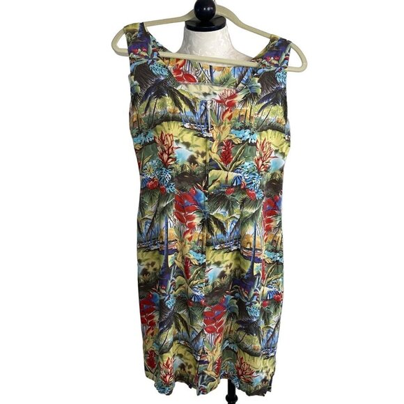 Reyn Spooner Dress Size Medium Vintage Rayon Hawaiian Print Peggy Chun Art Rare - Picture 2 of 13